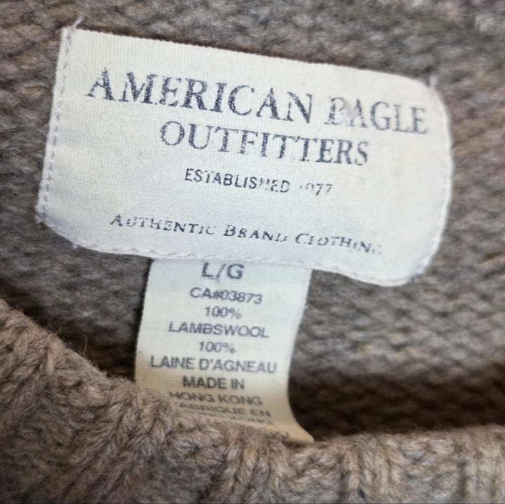 VTG American Eagle 100% Lambswool Colorblock Sweater | Earth Tones | L / G - Picture 2 of 15